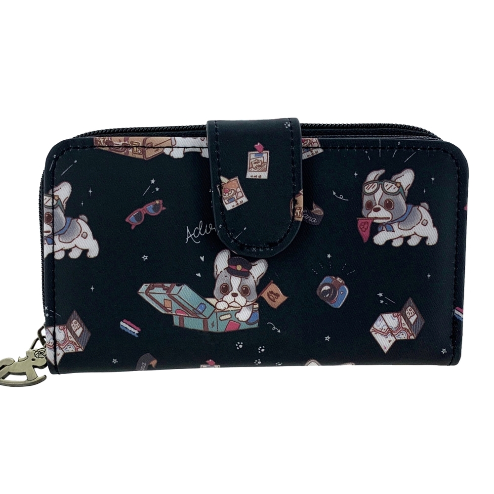 Waterproof Frenchie Medium Snap Fold Wallet Purse Coin Pouch